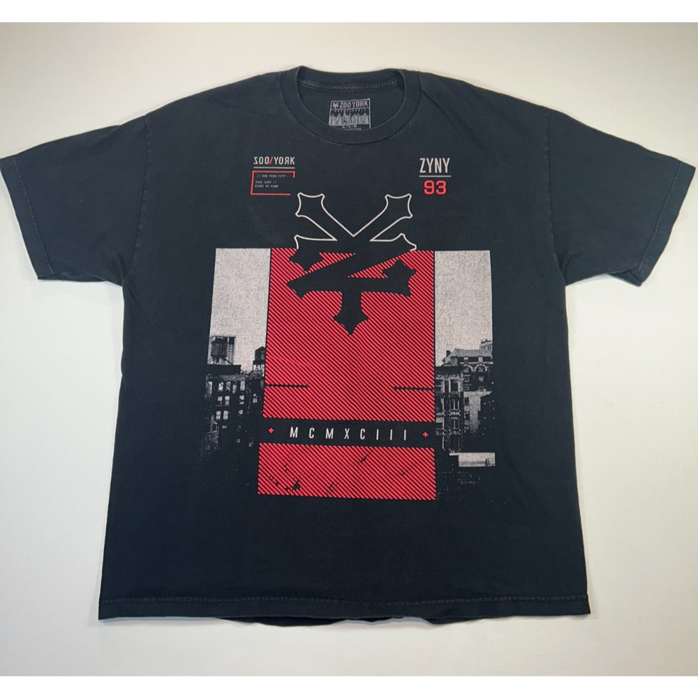 Zoo York Graphic T-Shirt Black XL Cityscape Logo Tee Urban Streetwear